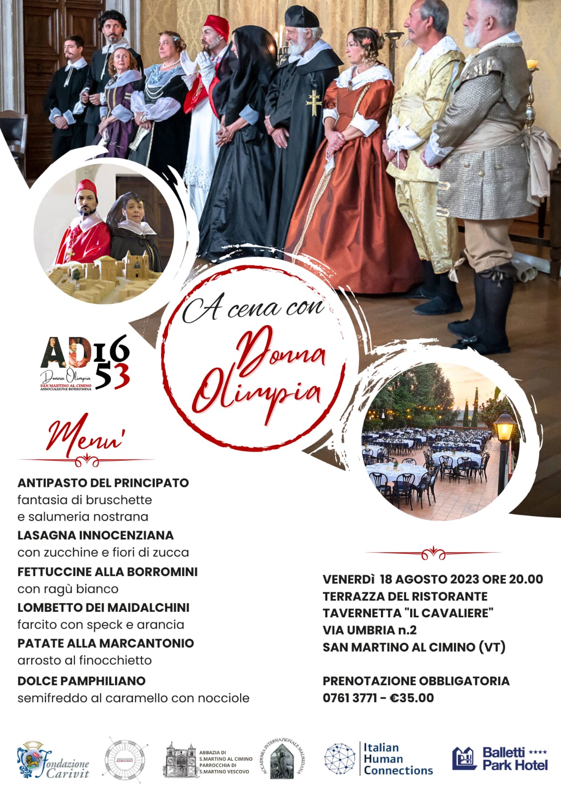 Cena spettacolo San Martino AD 1653 Associazione Borromina